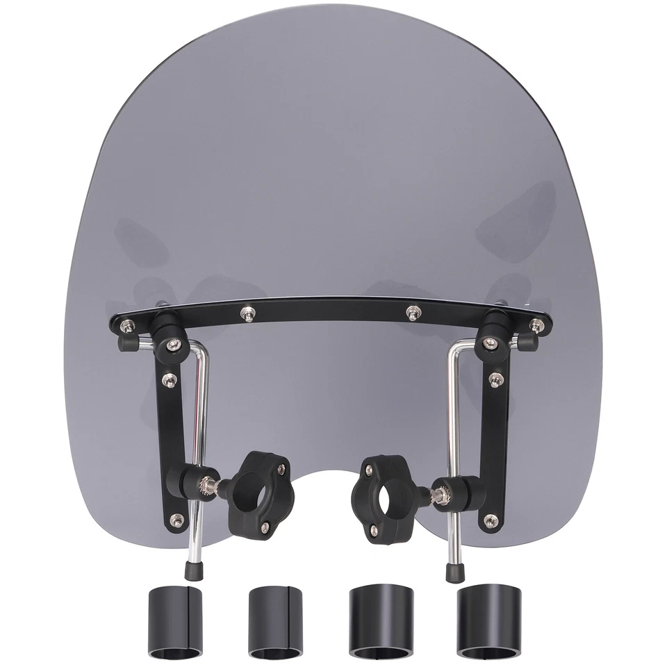 19"x17" Smoke Windshield Windscreen For Harley Honda Suzuki Yamaha Kawasaki - Image 4 of 4