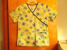 LADY"S "SIMPLY BASIC AQUA MOCK WRAP FLOWER PRINT SCRUB TOP..SIZE X-SM... 5