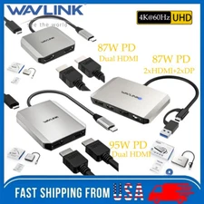 USB-C HDMI Adapter Type C to Dual HDMI Splitter Triple Dual Display UHD 4K/60Hz