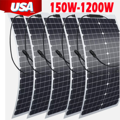1200W Watt 12V Portable Flexible Solar Panel (150W*8PC) For Home/RV/Off-Grid/Car