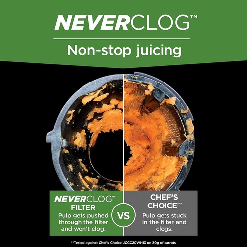 Ninja NeverClog Kaltpresse Entsafter COJC155 mit Saftkrug & 40 Unzen Zellstoffbehälter -