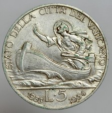 ROMA - PIO XI 1929-1938 -AG/ 5 LIRE 1933 - 1934   qFDC