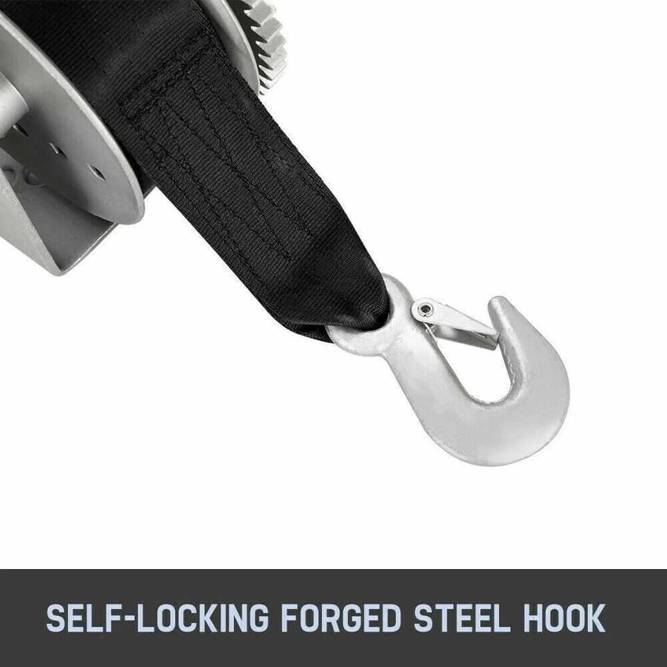 3000KG 6614LBS Hand Winch 3 Speed 4WD Car Trailer Boat Webbing Strap 8M X 50MM - image 4 of 4