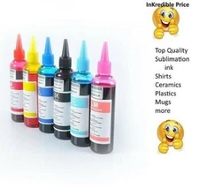 6pk 6 bottles 100m sublimation ink for any sublimation printers bk c m y lc lm