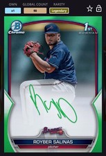 Royber Salinas Bunt Bowman Chrome 23 Green Prospect Signature Digital Card