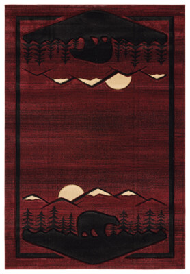 Red Nature Print Sunset Repeat Bears Door Mat 2055 41234 - Aprx 1