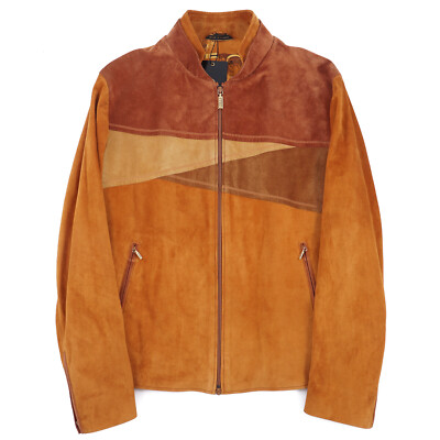 Zilli Velour Suede Bomber Jacket with Color Block Details