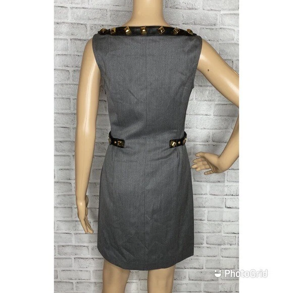 Love Moschino abito grigio lana pelle borchiato 4