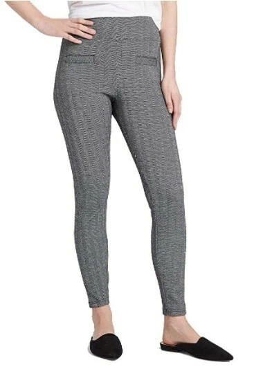 A New Day Womens Herringbone High Waisted Ponte Leggings Black White S & M