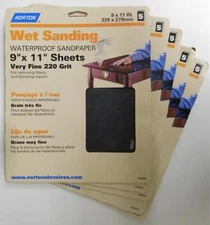 Norton 48090 9"x11" Very Fine 220 Grit Wet Sanding Sheets (5 packs of 5, 25pcs)