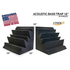 2 Pack Acoustic Foam Bass Trap Studio Soundproofing Corner Wall 12" X 12" X 12"