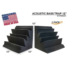 2 Pack Acoustic Foam Bass Trap Studio Soundproofing Corner Wall 12" X 12" X 12"
