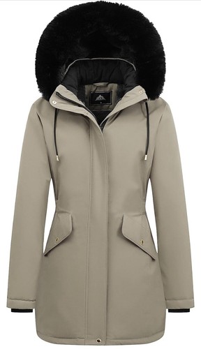 MOERDENG Women's Long Winter Down Coat Fleece Line Parka Warm Puffer Jacket Med