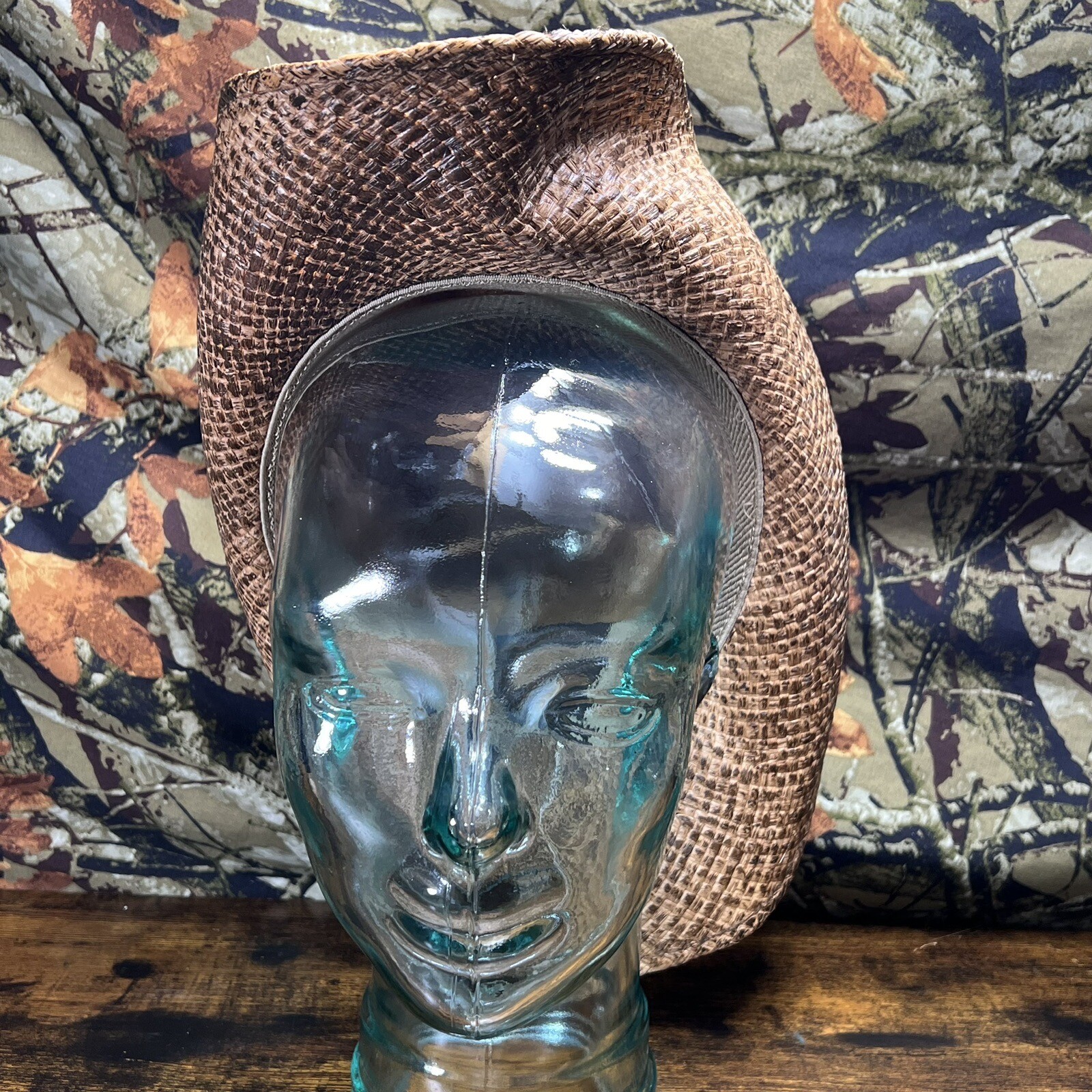 Henschel Hat Co. Stained Raffia Distressed Ranchers Outback Hat 100% Straw Sz M