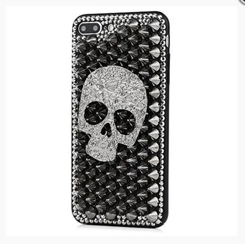 Gunmetal Spike Stud Skull Case For Google Pixel 3a Metal Punk Rock Biker Goth