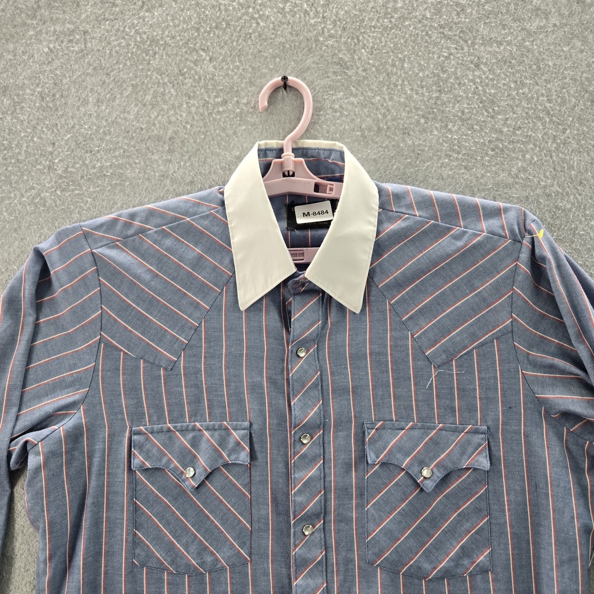 VINTAGE Dickson-Jenkins Men Button Up Shirt M Blue Striped Western READ View 6