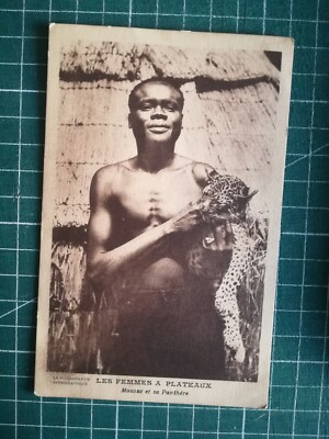 uu26 AK um 1940 Afrika junger Mann Moussa und sein Panther