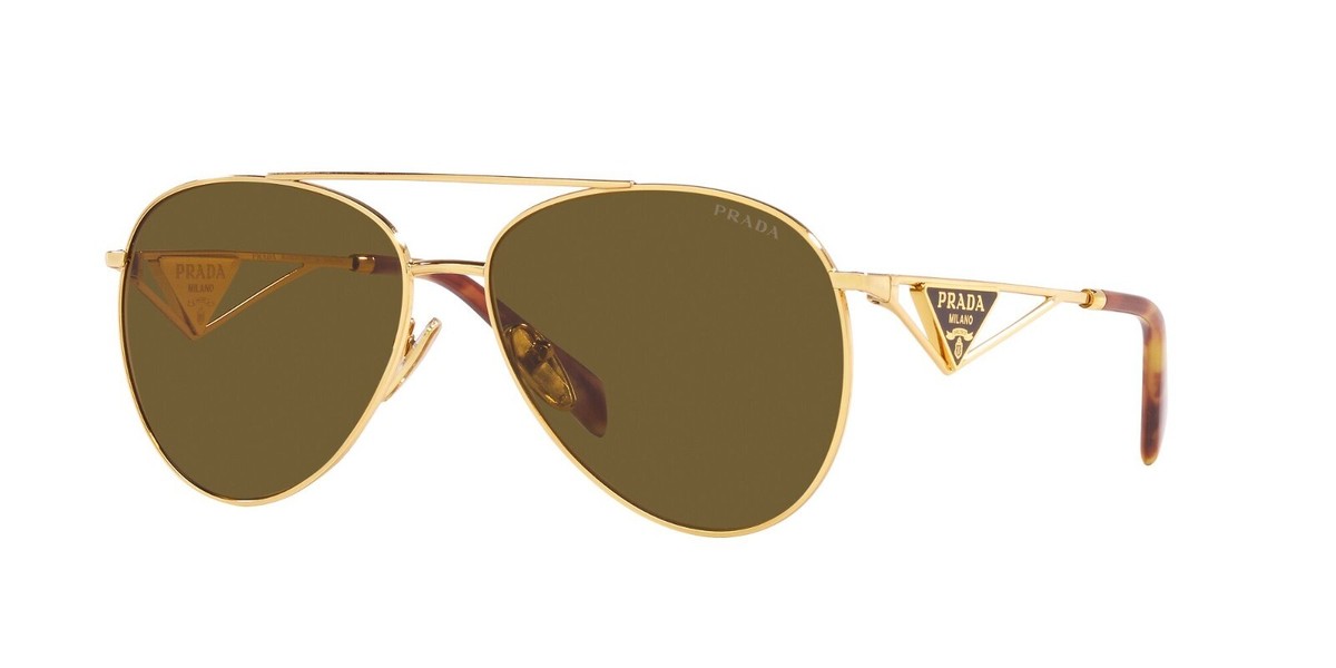 Prada PR 73ZS Gold/Dark Brown (5AK-01T) Sunglasses | eBay