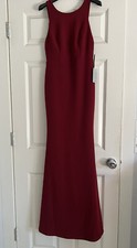 NWT Lulus Low Back Strappy Mermaid Trumpet Maxi Dress in Burgundy, Size Small