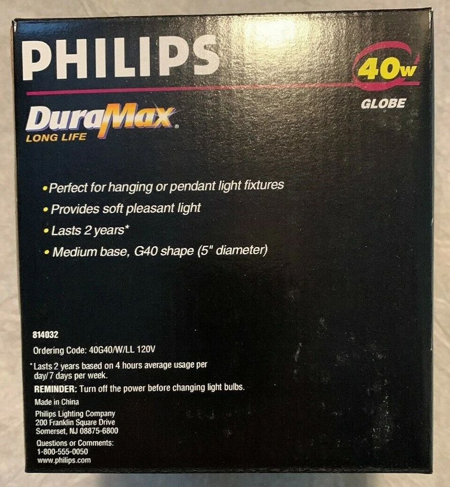 2 PHILIPS DURAMAX LONG LIFE 40 WATT G40 5" DIAMETER - Image 4 of 4
