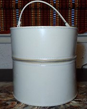 Vintage THE MINER White Vinyl Wig Case/Hat Box Travel Carrier w/Styrofoam Head
