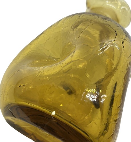 Blenko Amber Crackled Glass Pitcher Triangular & Pinched Hand Blown MCM - Picture 16 of 20