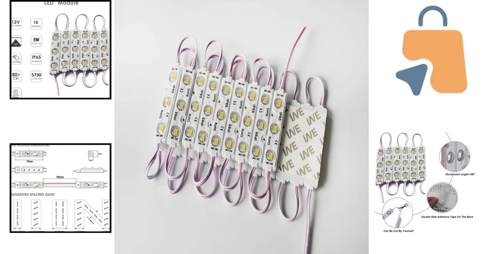 9.8Ft LED Module Lights with Adhesive Backing - Energy Saving & Bright - Image 2 of 4