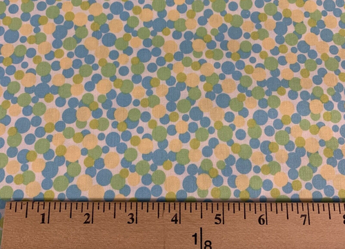 Scribbles Polka Dot Fabric By Windham Green Blue Yellow Dots On White 1+ Yards - Picture 11 of 15