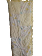 Vtg Yellow Bear Quilted Baby Crib Blanket 40 x 33" Teddy bear. Ducks Spring