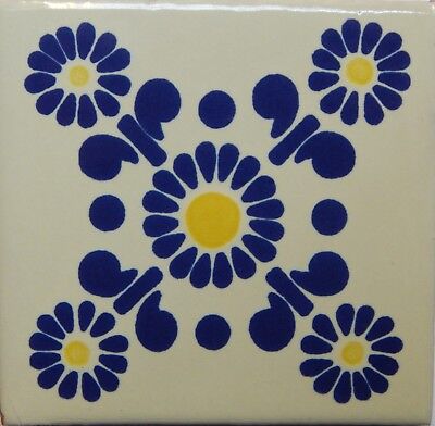 Mexican Tile Talavera Tiles High-Quality Hand Painted Flower Tile T-23 