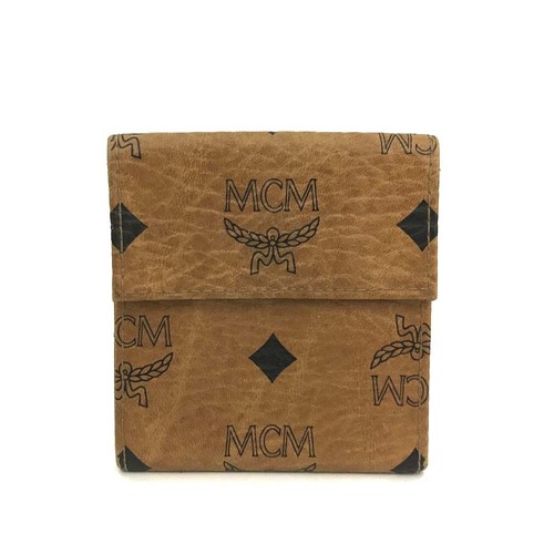 MCM Logo Visetos Leather Coin Purse Wallet Brown/6BD0666