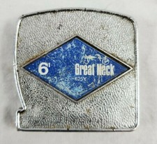 VINTAGE GREAT NECK Pocket Tape Measure 6' Metal Case 625Y Made in USA