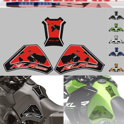 US 3D Gel Front & Side Tank Fuel Gip Decal Pad For KAWASAKI KLR650 2022-2025