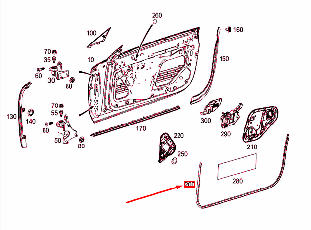 MB E C238 Front Right Door Circumferential Door Seal A2387272800