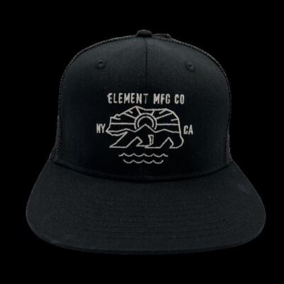 Element Skateboards Mens Hat Black Embroidered CA Bear Sunrise Logo OS Mesh  NEW