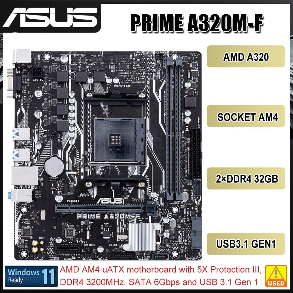 A320 Motherboard Asus Prime A320m-a Motherboard Socket Am4, 58% OFF