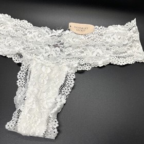 Vtg 2007 NEW Victoria's Secret Large Sexy Little Things Thong Panty White Lace