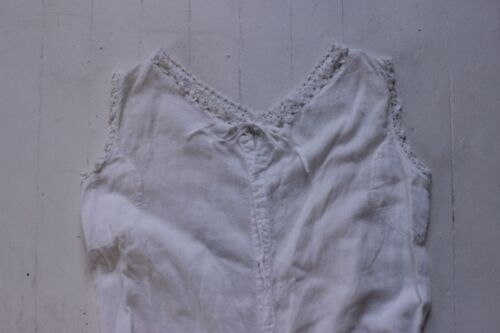 Antique Edwardian one piece undergarment Split crotch white cotton Victorian XS - Picture 3 of 9