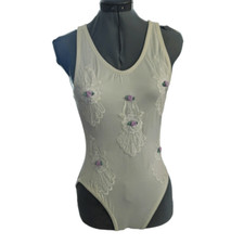Vintage white floral embroidered and lace swimsuit one piece