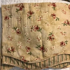1 Waverly Scalloped Valance Layered Curtain Beige Red Green Floral & Stripes