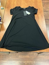 LBISSE Womens Knee Length Black Dress Minimalist Clean Girl Slinky Size L NWT