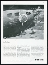 1943 Boeing B-17 Suzy Q plane photo vintage print ad