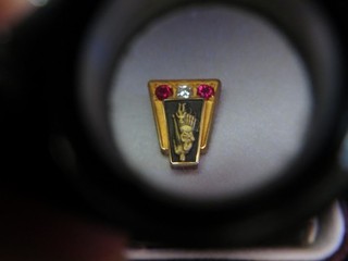 Solid 10 KT Gold Pin Clip Chain 2 Rubies 1 Diamond Free Shipping