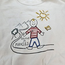 Vintage Jerzees Super Sweats Crewneck Adult 2XL White Made In USA Stained