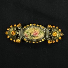 Hair clip pin Michal Negrin Crystals Flowers Roses Made in Israel