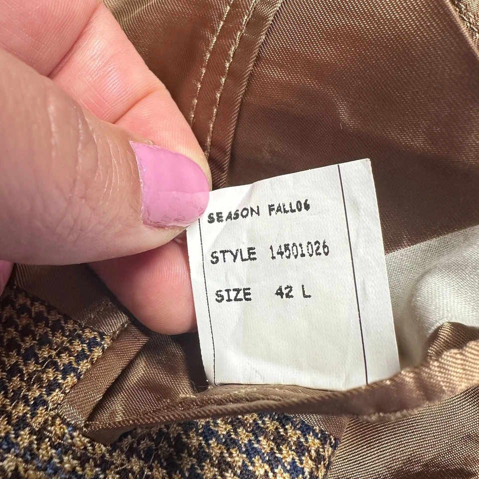 Vintage Brooks Brothers Blazer Sport Coat Sz 42L Houndstooth Wool Italy Academia - Image 3 of 4