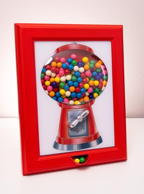 , Candy Dispenser, Gumball Machine in a Frame, For Candies, Nuts, Dog & Cat T...