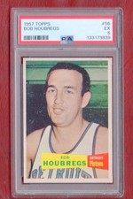 1957 TOPPS #56 BOB HOUBREGS ROOKIE DETROIT PISTONS PSA 5 LOOKS BETTER