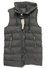 Zara Longline Puffer Gilet Featuring A Drawstring Hood for Women Size L New