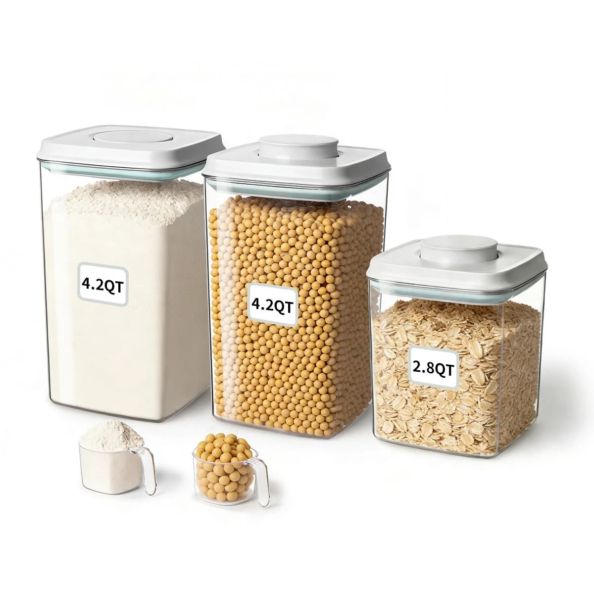 Airtight Food Containers Set with One-Touch Lid, Mixed Size Set (2.8 Qt + 4.2...